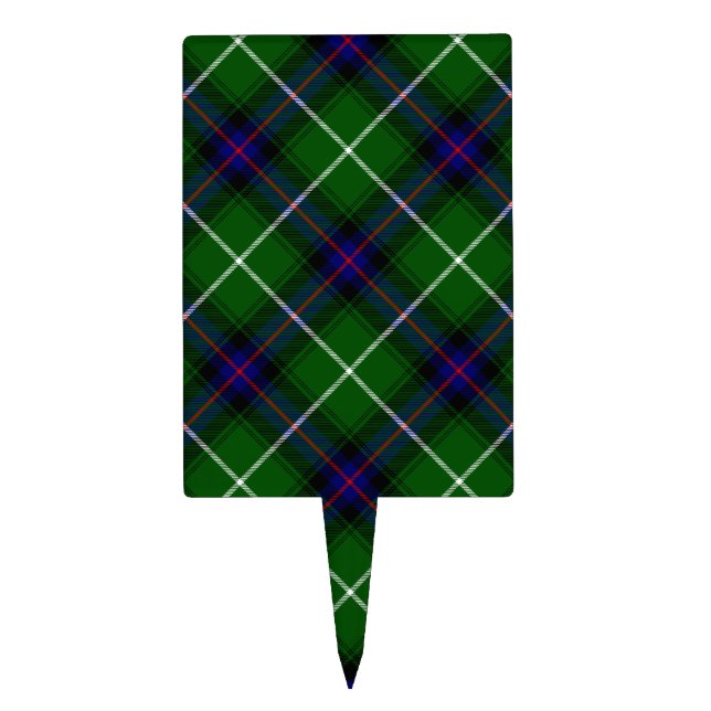 MacDonald tartan green blue plaid Cake Topper (Front)