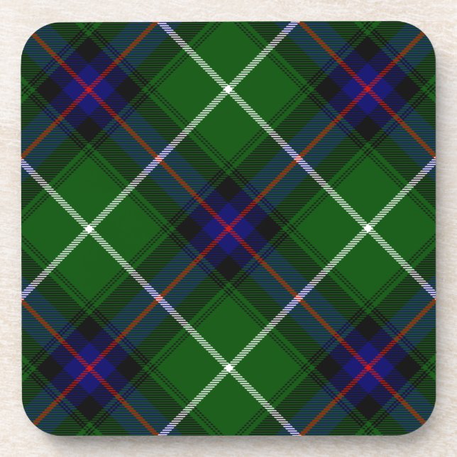 MacDonald tartan green blue plaid Drink Coaster (Front)