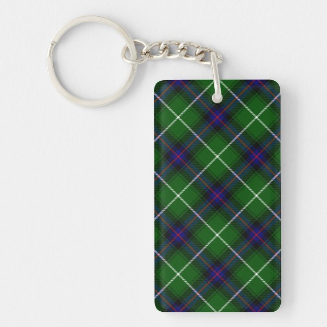 MacDonald tartan green blue plaid Keychain (Front)