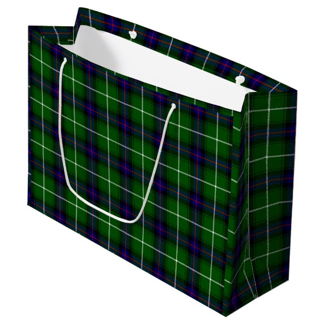 MacDonald tartan green blue plaid Large Gift Bag (Front Angled)