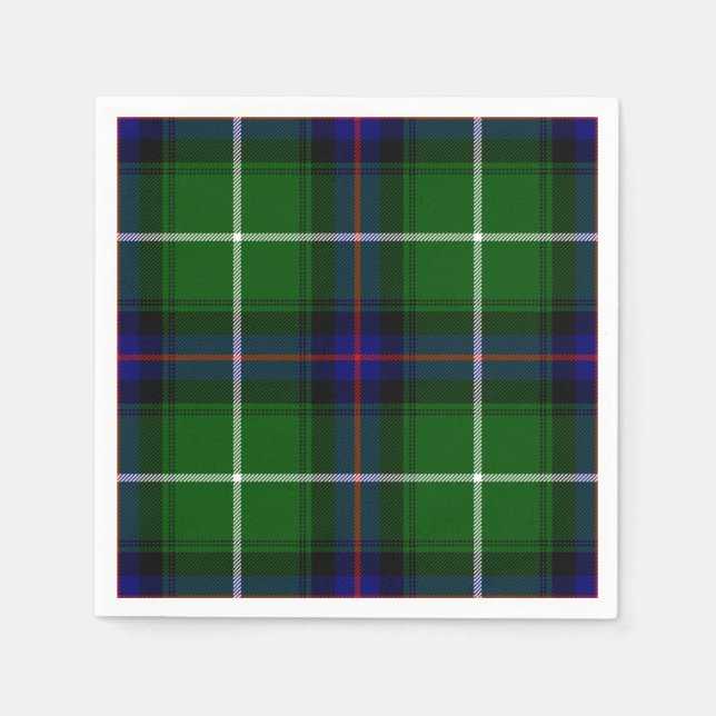 MacDonald tartan green blue plaid Paper Napkins (Front)