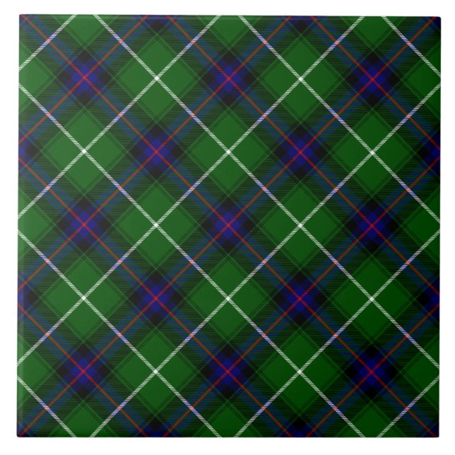 MacDonald tartan green blue plaid Tile (Front)