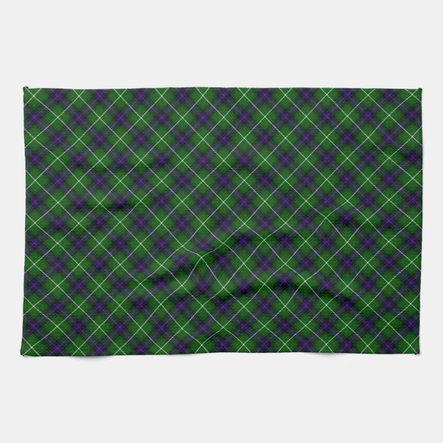MacDonald tartan green blue plaid Towel (Horizontal)