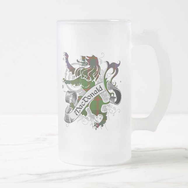 MacDonald Tartan Lion Frosted Glass Beer Mug (Right)