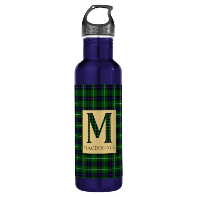 MacDonald Tartan Monogram M    Stainless Steel Water Bottle (Front)