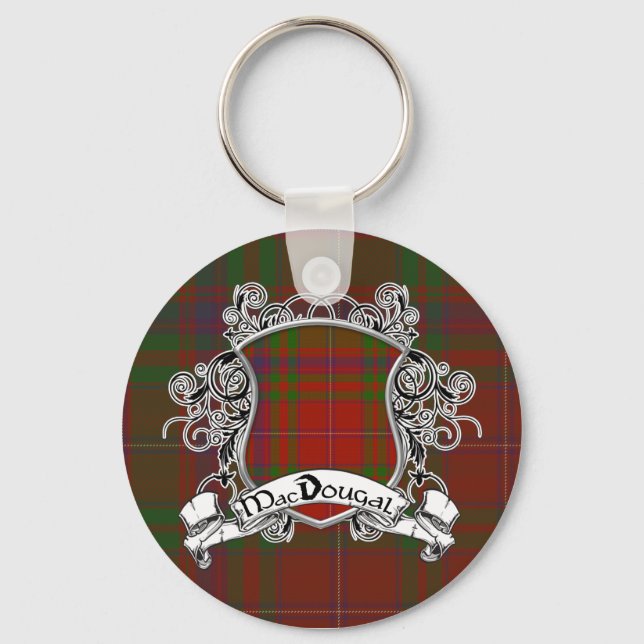 MacDougal Tartan Shield Keychain (Front)