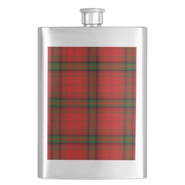 MacDougall tartan red green plaid Hip Flask (Front)