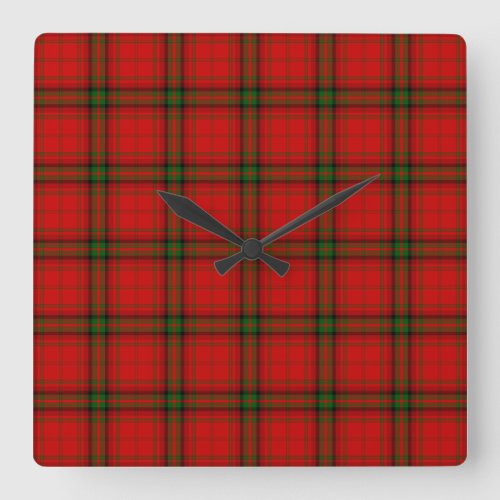 MacDougall tartan red green plaid Square Wall Clock