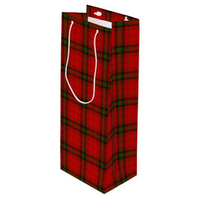 MacDougall tartan red green plaid Wine Gift Bag (Front Angled)
