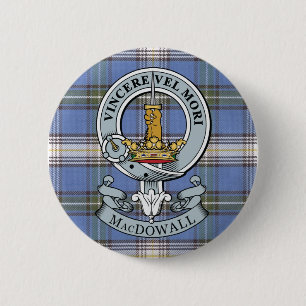 MacDowall Crest + Tartan Button