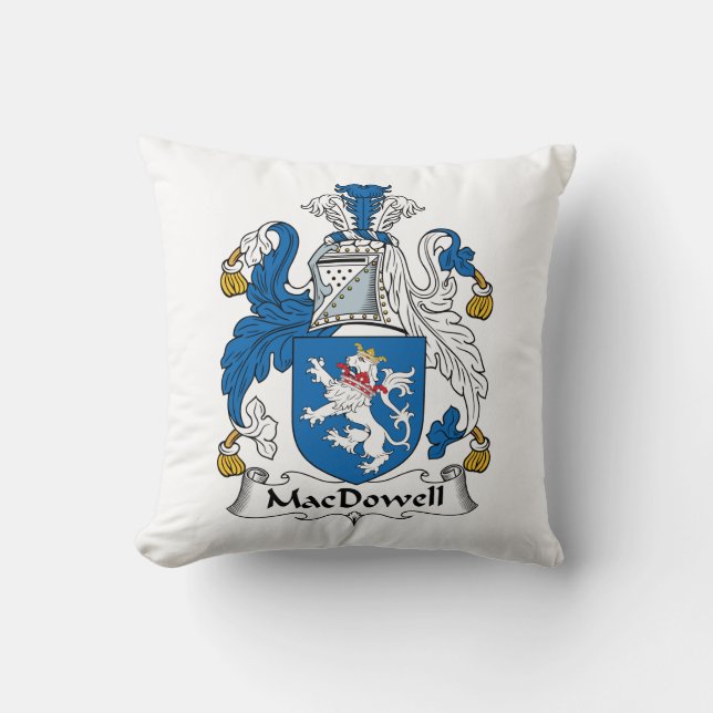 MacDowell Family Crest Throw Pillow (Front)