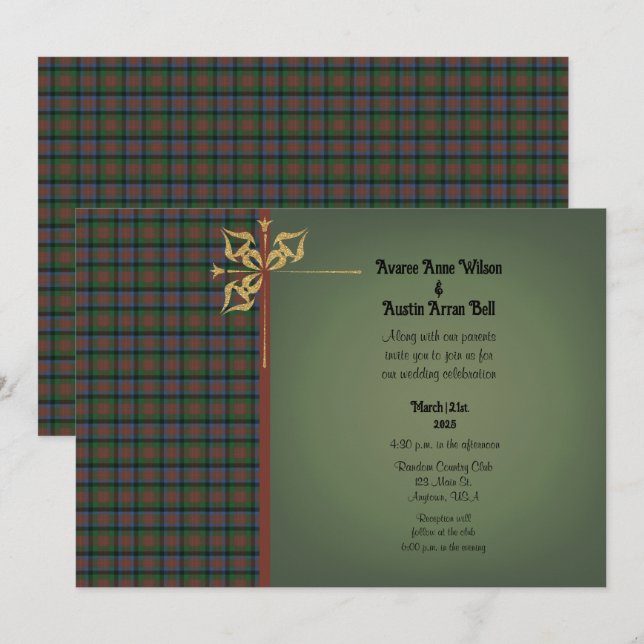 MacDuff Hunting Original Scottish Tartan Wedding Invitation (Front/Back)