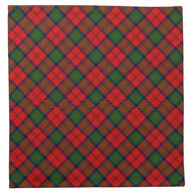 MacDuff tartan red green plaid Cloth Napkin (Front)
