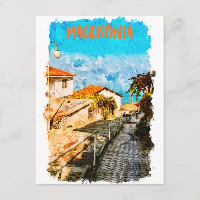 Macedonia Balkan Watercolor Travel Postcard (Front)