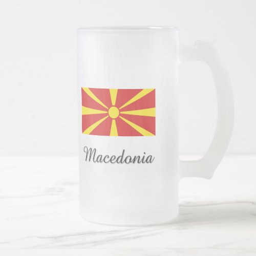 Macedonia Flag Design Frosted Glass Beer Mug