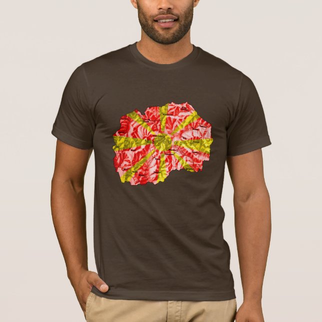Macedonia Flagcolor Map T-Shirt (Front)