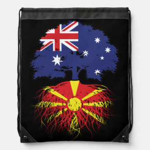 Macedonia Macedonian Australian Australia Tree Drawstring Bag