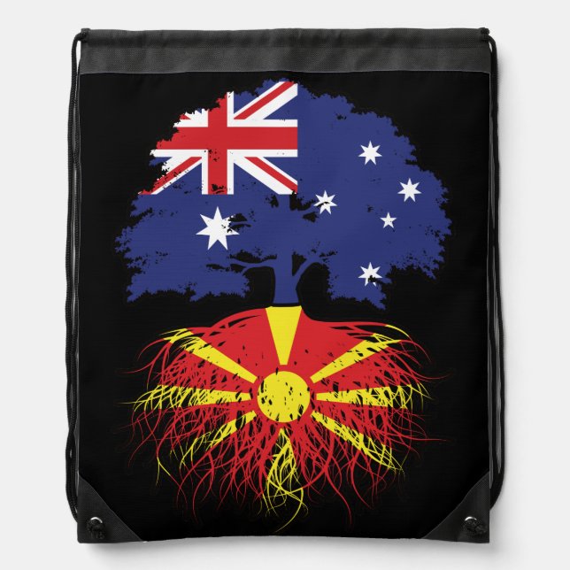 Macedonia Macedonian Australian Australia Tree Drawstring Bag (Front)