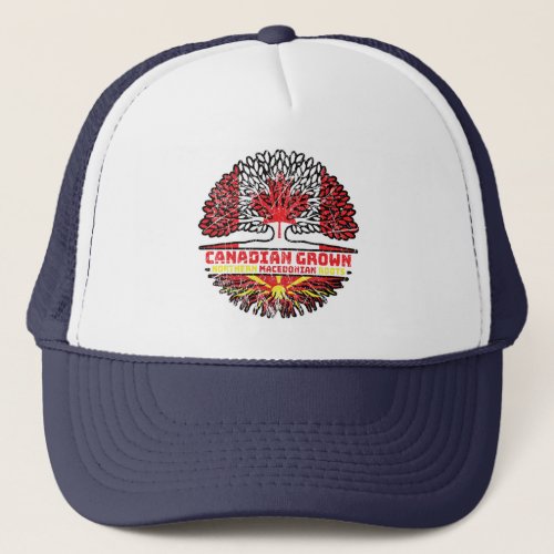 Macedonia Macedonian Canadian Canada Tree Flag Trucker Hat