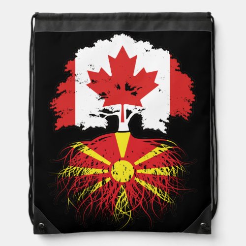 Macedonia Macedonian Canadian Canada Tree Roots Drawstring Bag