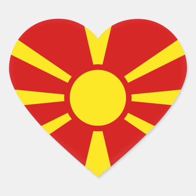 Macedonia (Macedonian) Flag Heart Sticker (Front)
