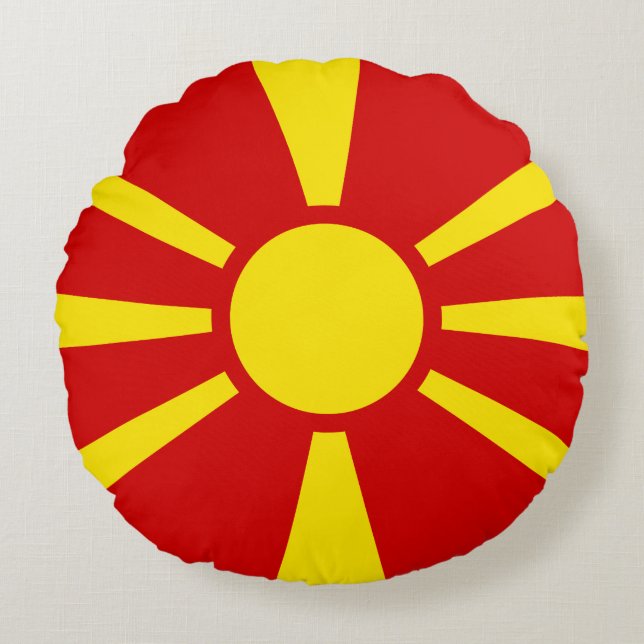 Macedonia (Macedonian) Flag Round Pillow (Front)