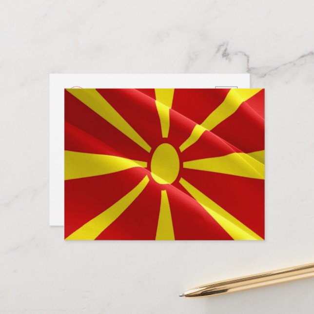 Macedonia - Macedonian Waving Flag - Postcard (Front/Back In Situ)