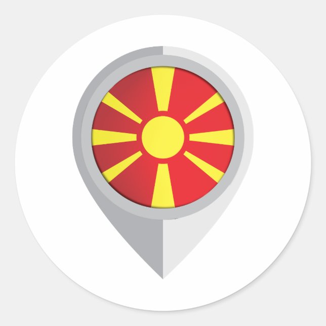 Macedonia Pin Location Flag Classic Round Sticker (Front)
