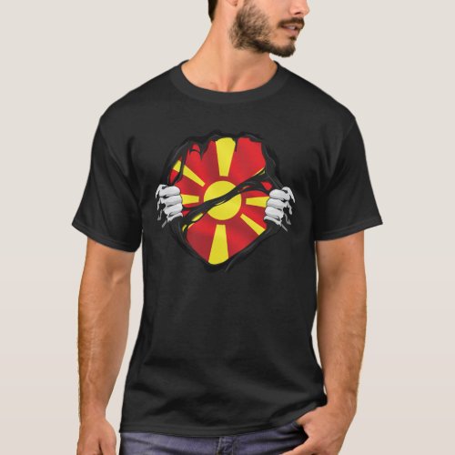 Macedonia Pure Roots Flag Black  T_Shirt