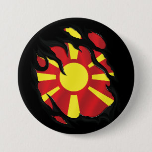 Macedonia Ripped Flag Button