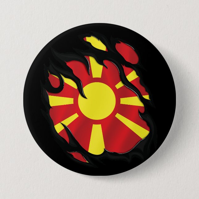 Macedonia Ripped Flag Button (Front)