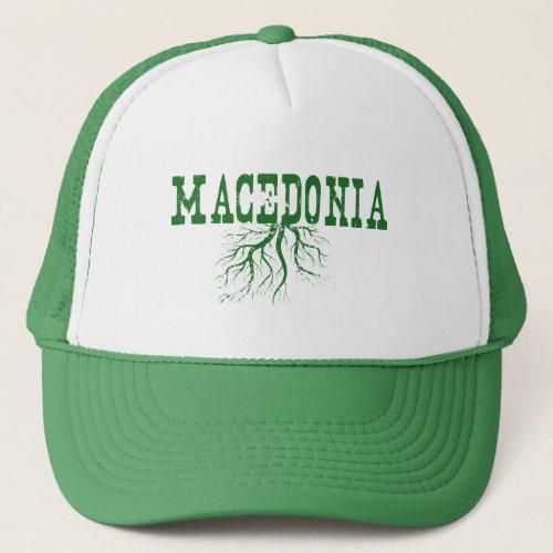 Macedonia Rooted Tree Roots Macedonian Word Art Trucker Hat