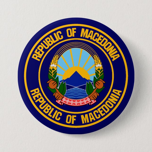 Macedonia Round Emblem Button (Front)