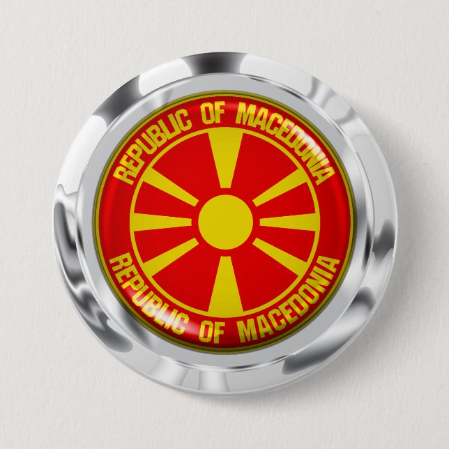 Macedonia Round Emblem Button (Front)