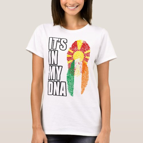 Macedonian And Irish Mix Heritage DNA Flag T_Shirt