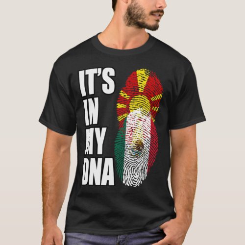 Macedonian And Mexican Mix Heritage DNA Flag T_Shirt