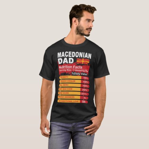 Macedonian Dad Nutrition Facts Serving Size Tshirt