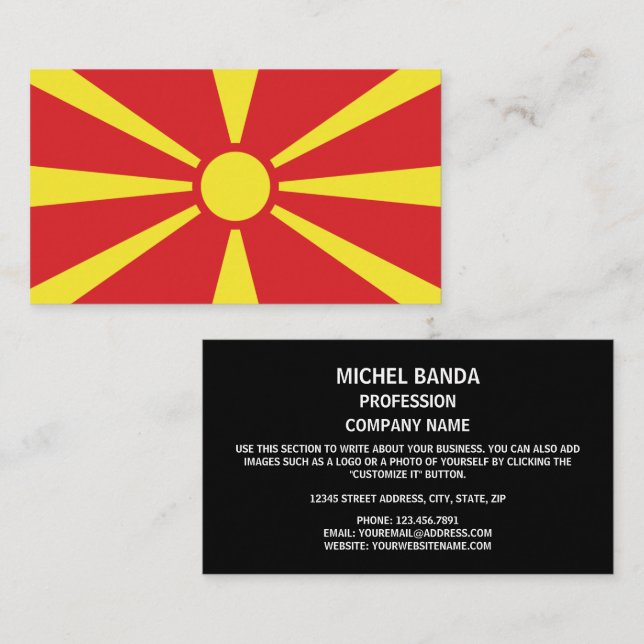Macedonian Flag, Flag of North Macedonia Business Card (Front/Back)