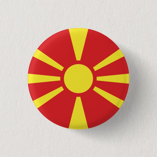 Macedonian Flag, Flag of North Macedonia Button (Front)