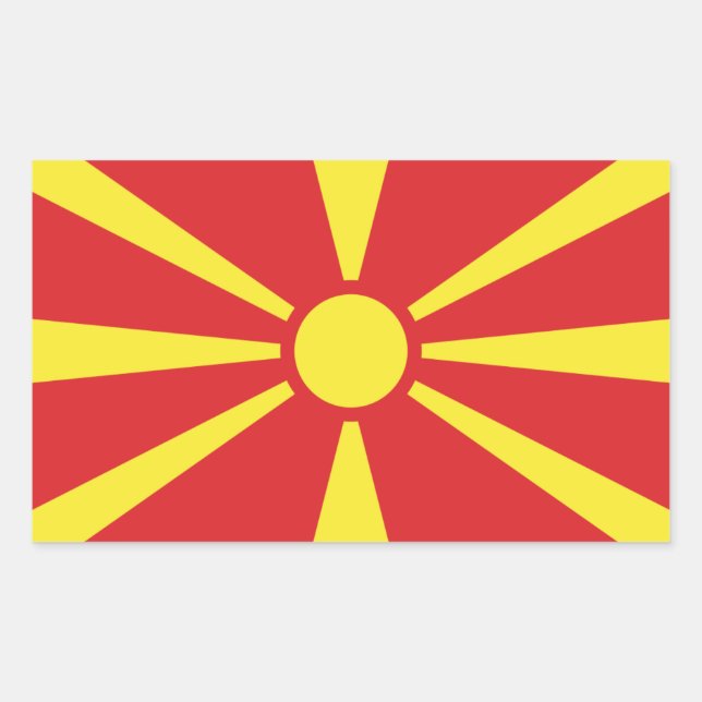 Macedonian Flag, Flag of North Macedonia Rectangular Sticker (Front)