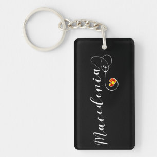 Macedonian Flag Heart, Macedonia Keychain