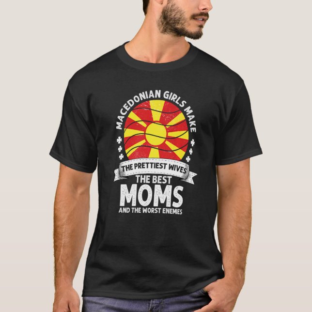 Macedonian Mom Mothers Day Mama Macedonian America T-Shirt (Front)
