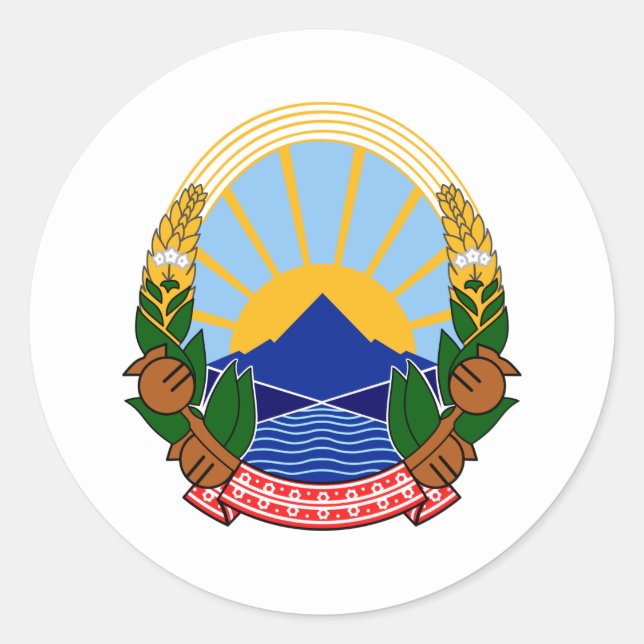 Macedonian National Emblem, North Macedonia Classic Round Sticker (Front)