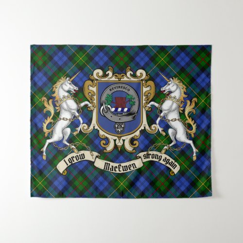 MacEwen Clan Badge  Unicorns wTartan  Tapestry