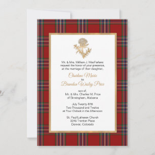 MacFarland Tartan Plaid Thistle Wedding Invitation
