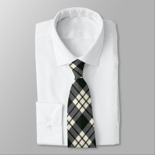 MacFarlane Black and White Modern Tartan Neck Tie | Zazzle