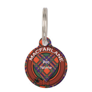 Macfarlane clan Plaid Scottish tartan Pet Name Tag
