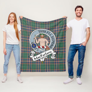 MacFarlane Hunting Modern Clan Badge Tartan Plaid Fleece Blanket