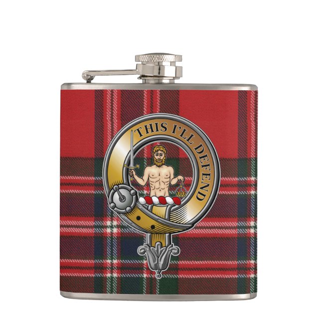 MacFarlane Tartan & Badge Flask (Front)