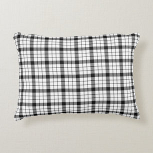 MacFarlane tartan black white plaid Accent Pillow